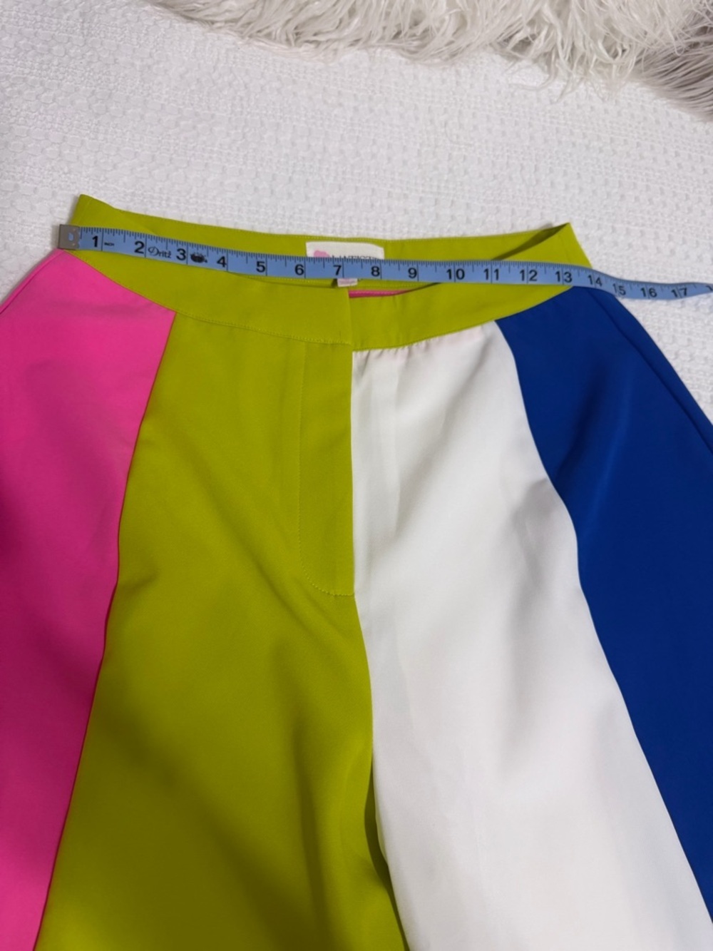 L'ATISTE Lime, Pink, White & Blue Colorblock Wide-Leg Pants - Picture 7 of 9